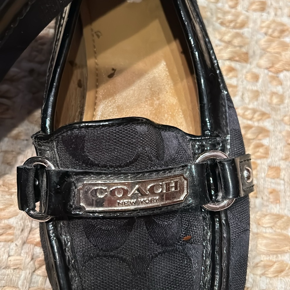 Coach Black Suede Loafers with Metal Accent - Picture 3 of 7